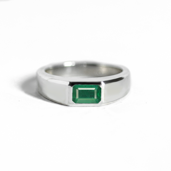Emerald-Cut Emerald Signet Ring