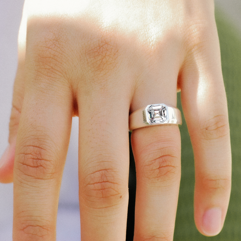Asscher Cut Diamond Mens Engagement Ring Berlinger Jewelry