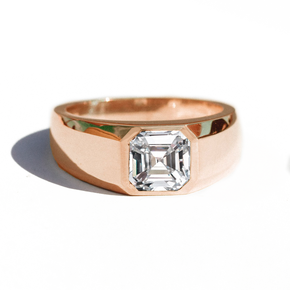 Asscher cut mens ring deals