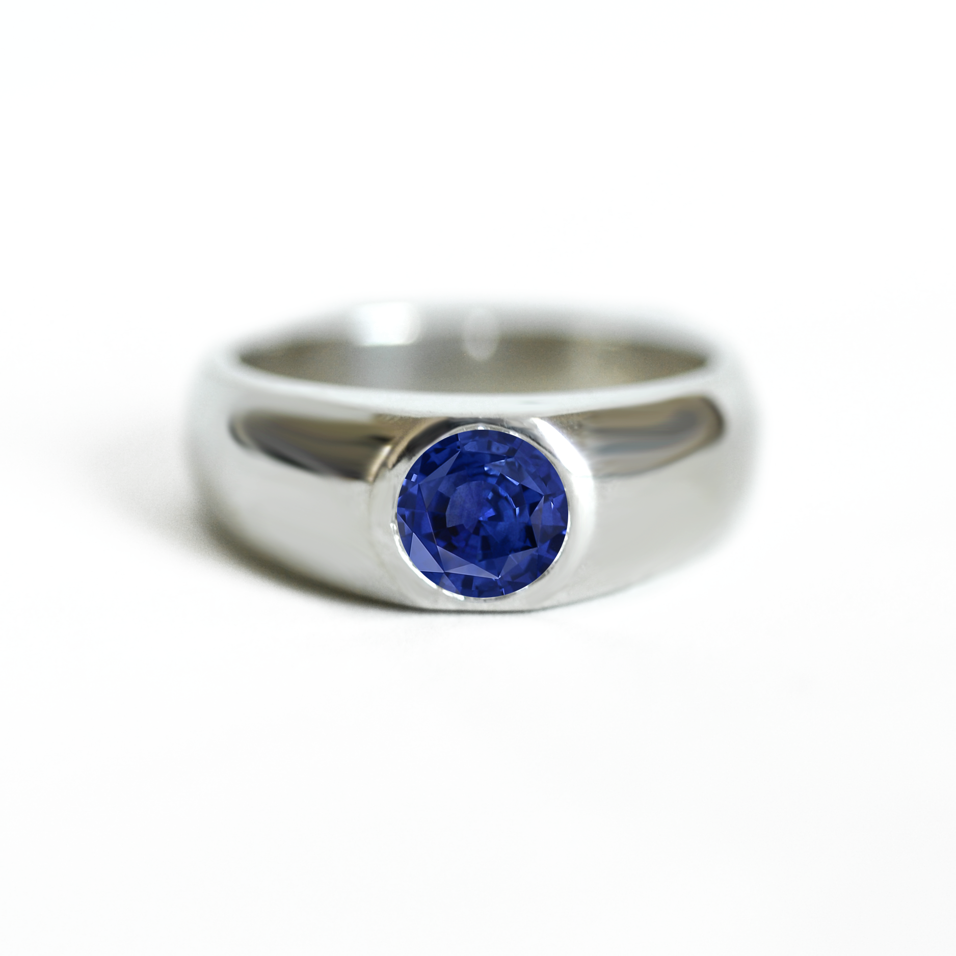 Round Sapphire Signet Ring