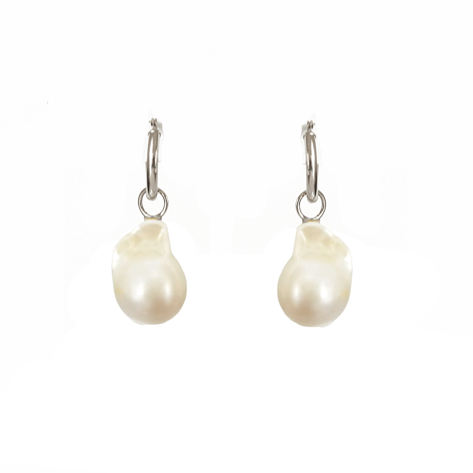 Small Baroque Pearl & Gold Hoop Earrings