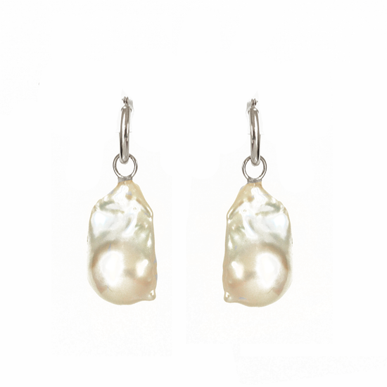 Large Baroque Pearl & Gold Hoop Earrings | Berlinger Jewelry