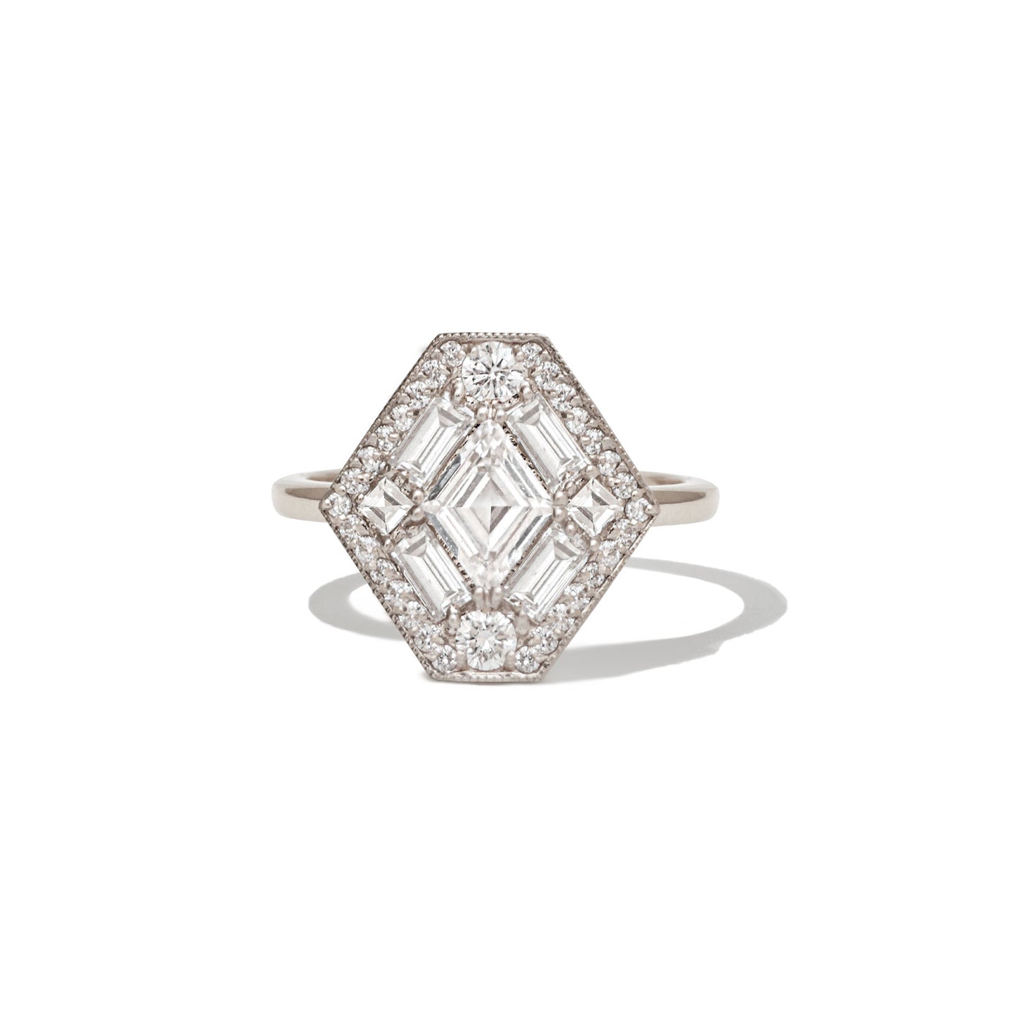 Lozenge Shape Diamond Mosaic Ring