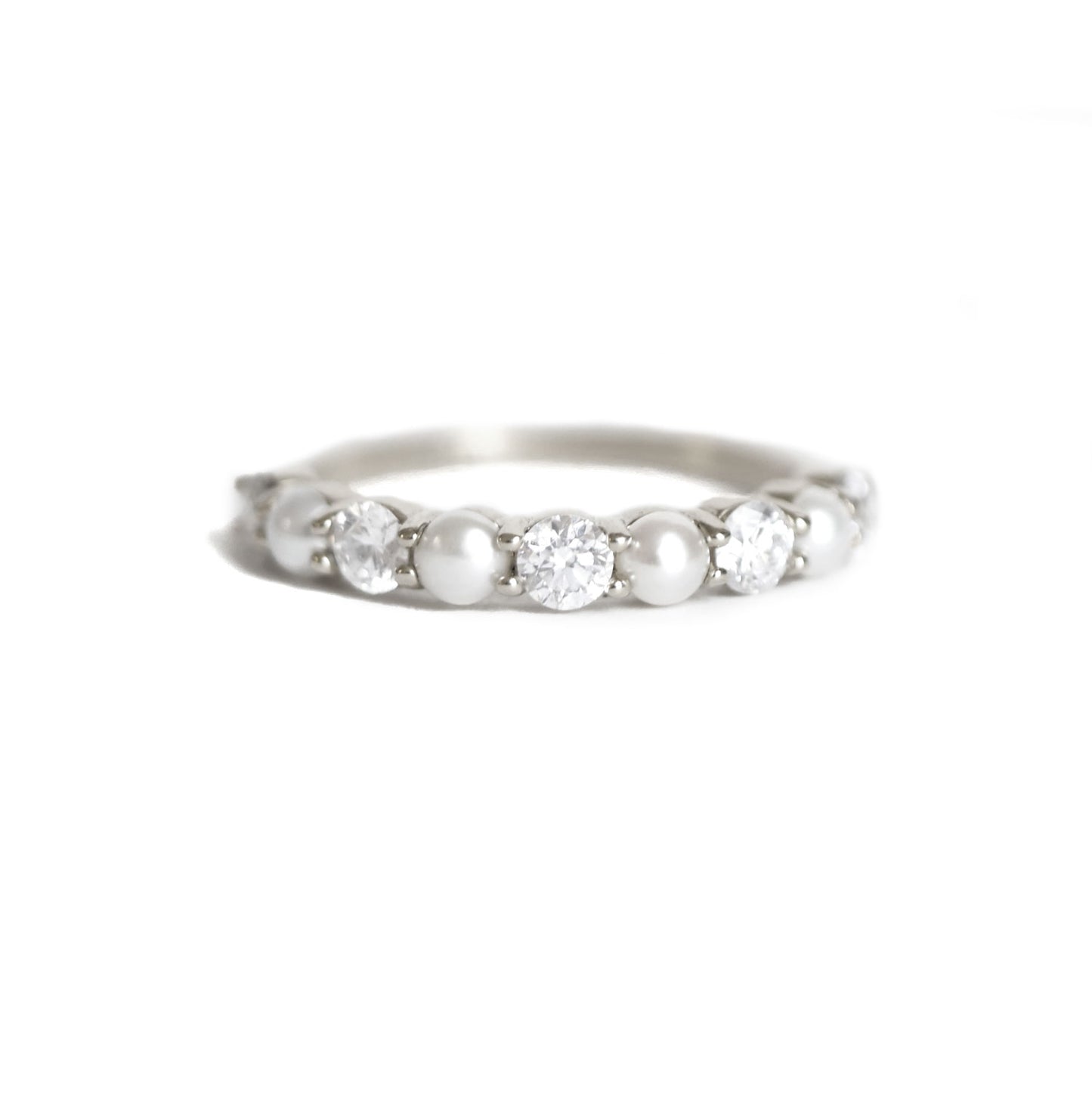 Pearl & Diamond 3mm Shared Prong Ring