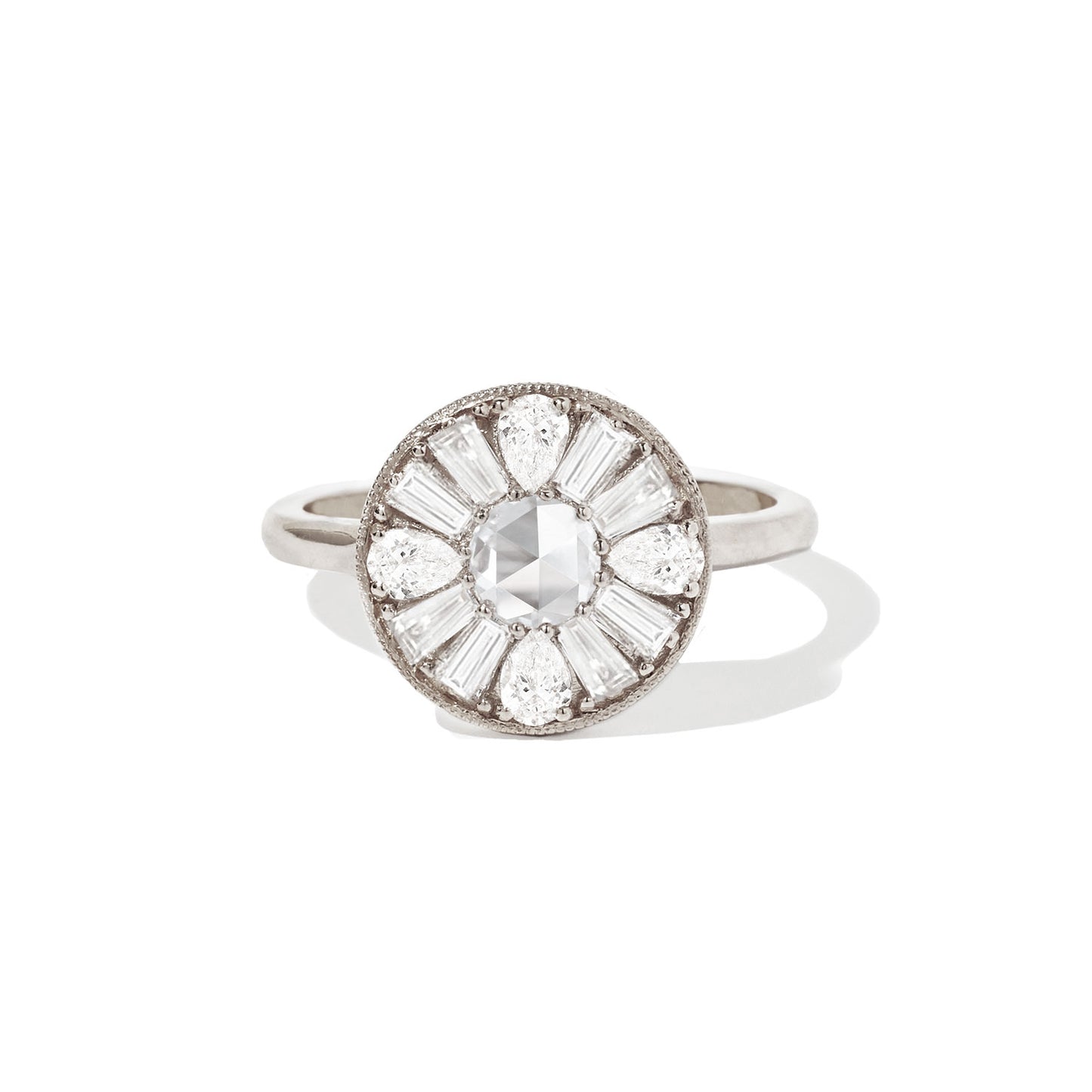 Pear & Round Rose Cut Diamond Mosaic Ring