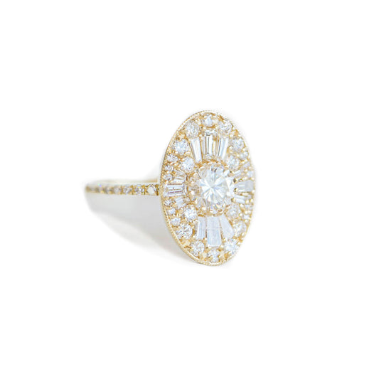 Custom Oval Ballerina Round Diamond Mosaic Ring