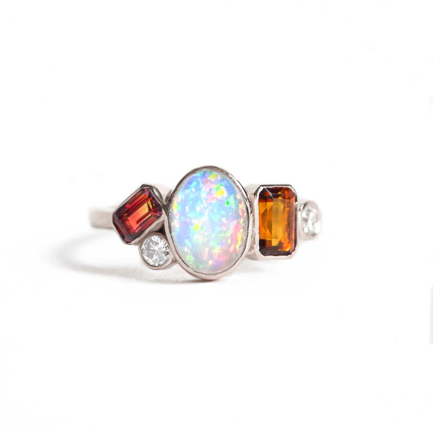 Opal, Sapphire, & Citrine Cluster Ring