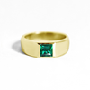 Princess Cut Emerald Signet Ring