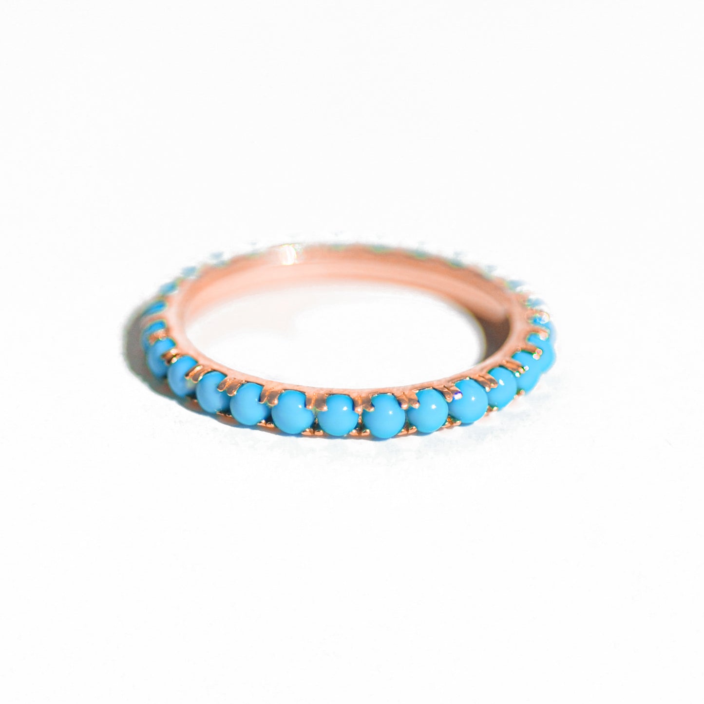Gold Turquoise Eternity Band Ring