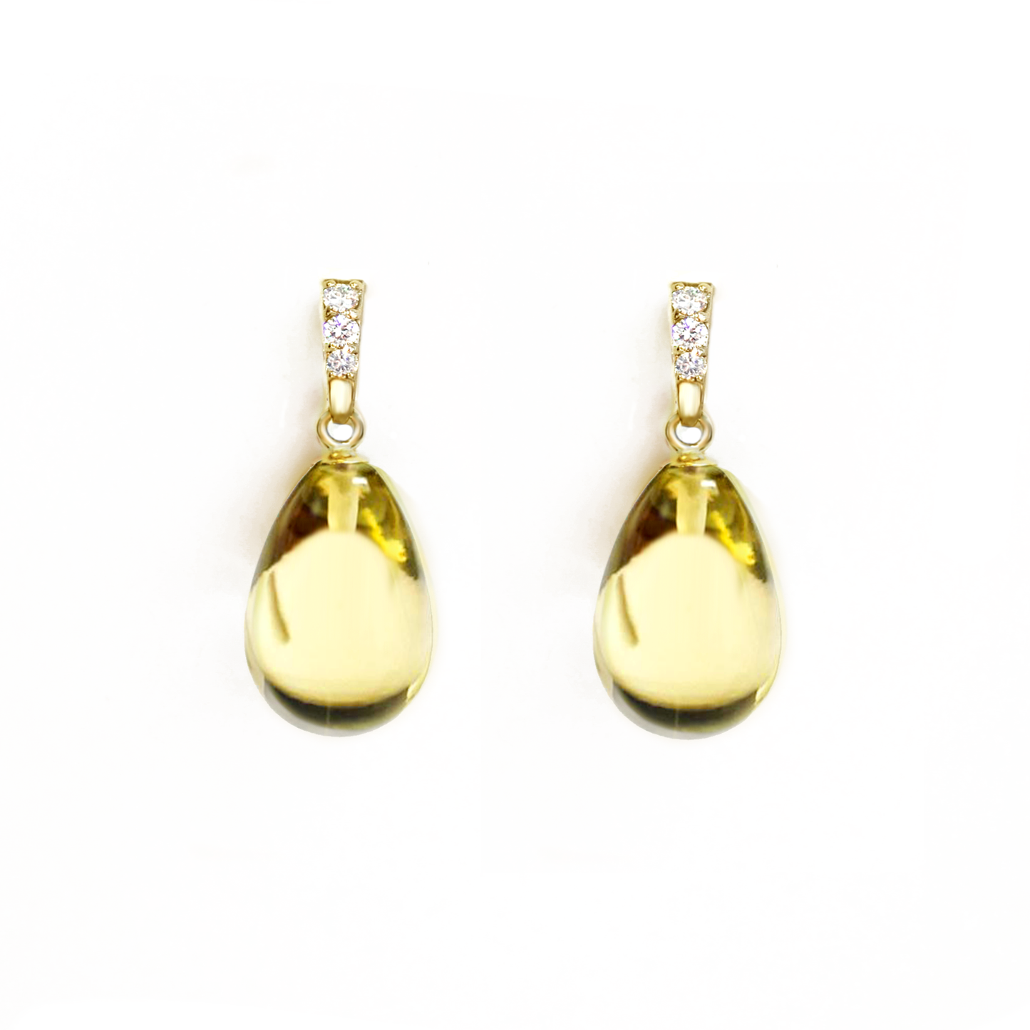 Lemon Quartz Diamond Drop Earrings