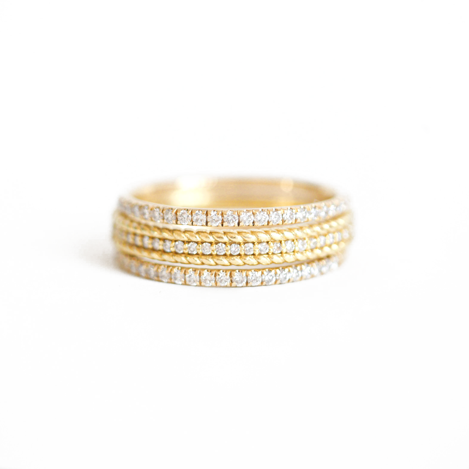 Pavé Eternity Diamond & Rope Diamond Stacking Ring Set
