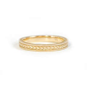 Nature Inspired 3mm Wheat Engraved Wedding Band Ring | Berlinger Jewelry
