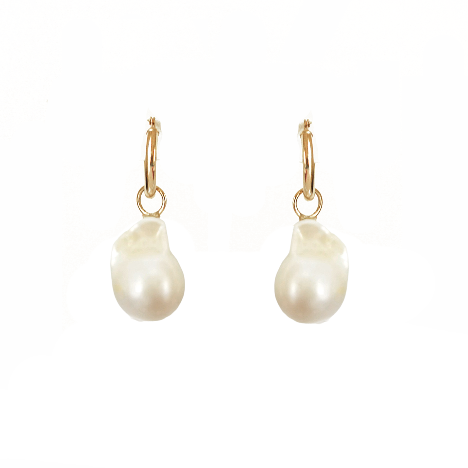 Small Baroque Pearl & Gold Hoop Earrings