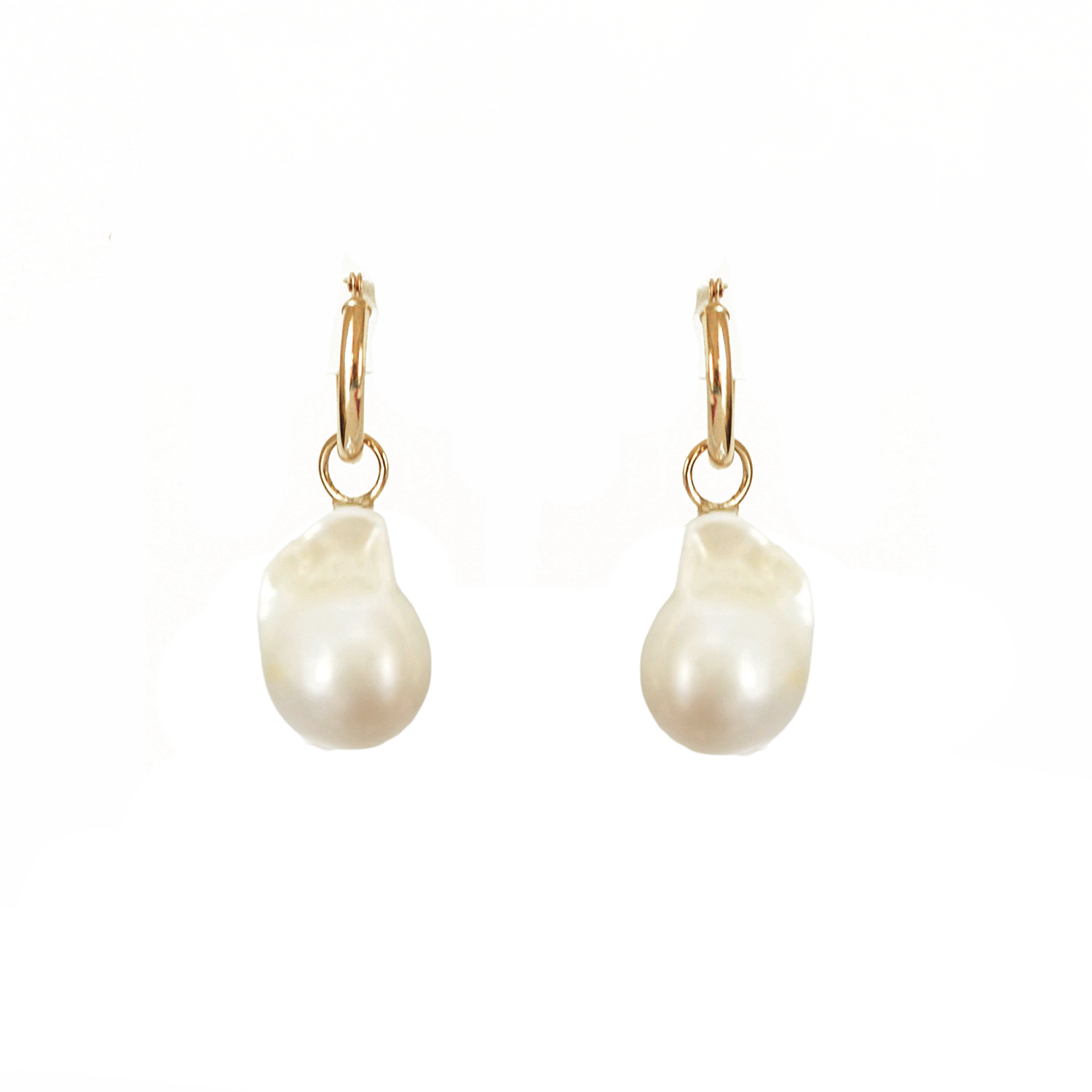 Small Baroque Pearl & Gold Hoop Earrings | Berlinger Jewelry