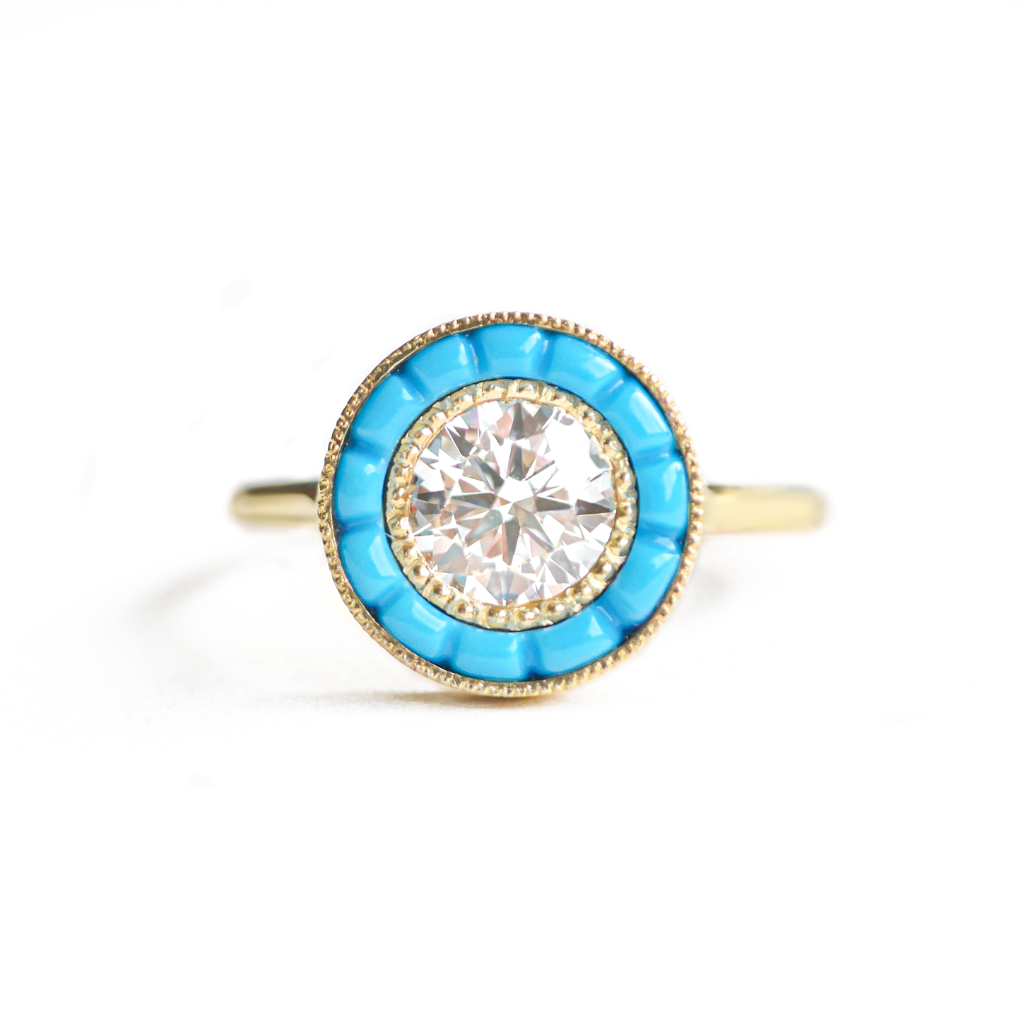 Turquoise Halo Diamond Ring (1.00 ctw. center)