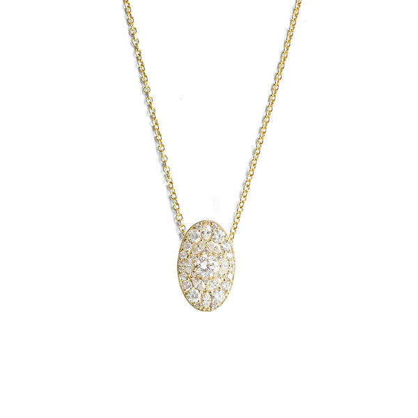 LUXGEM 14K Yellow Gold Oval Cut Pendant Necklace | 1 Carat