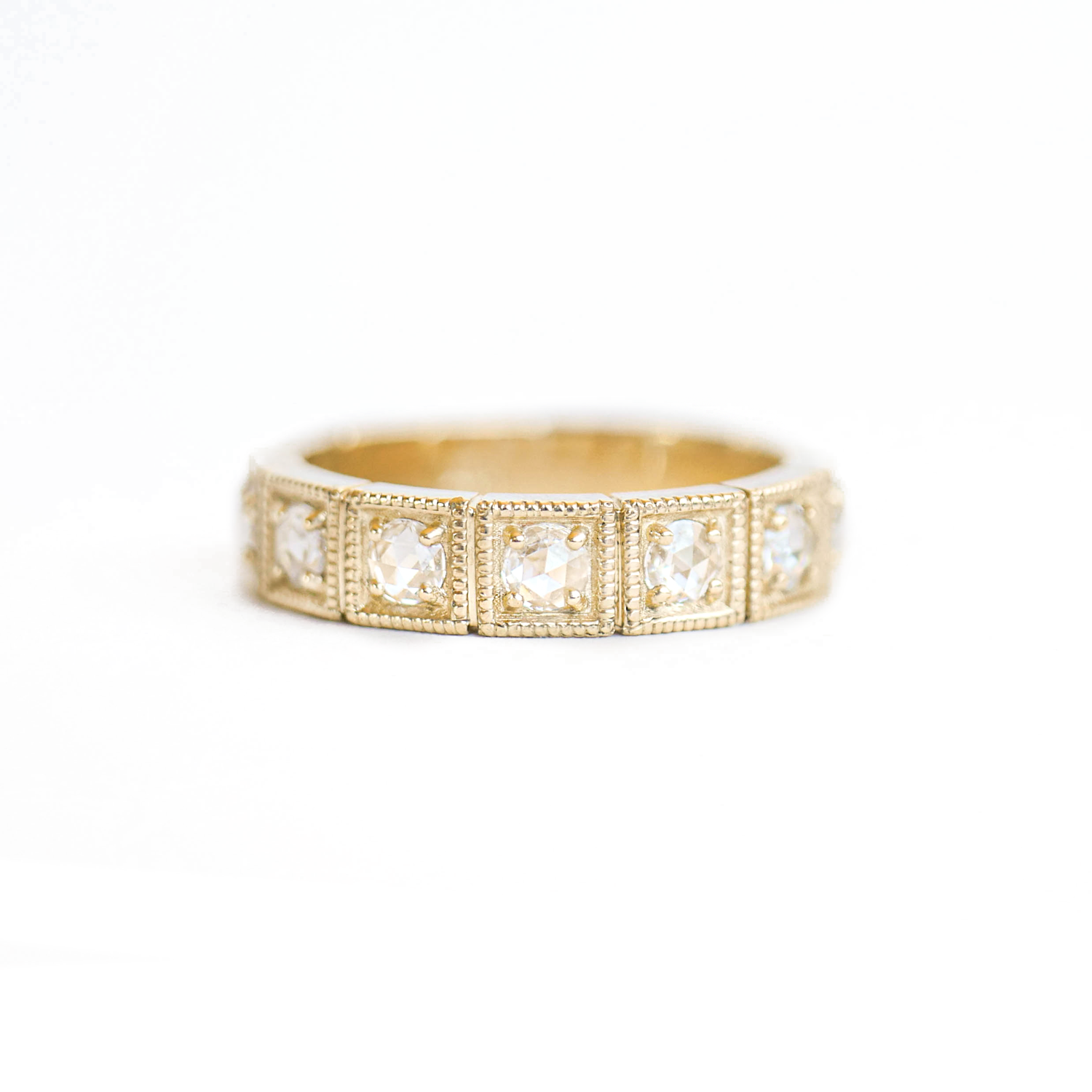 5mm Notched Rose Cut Diamond Band Ring
