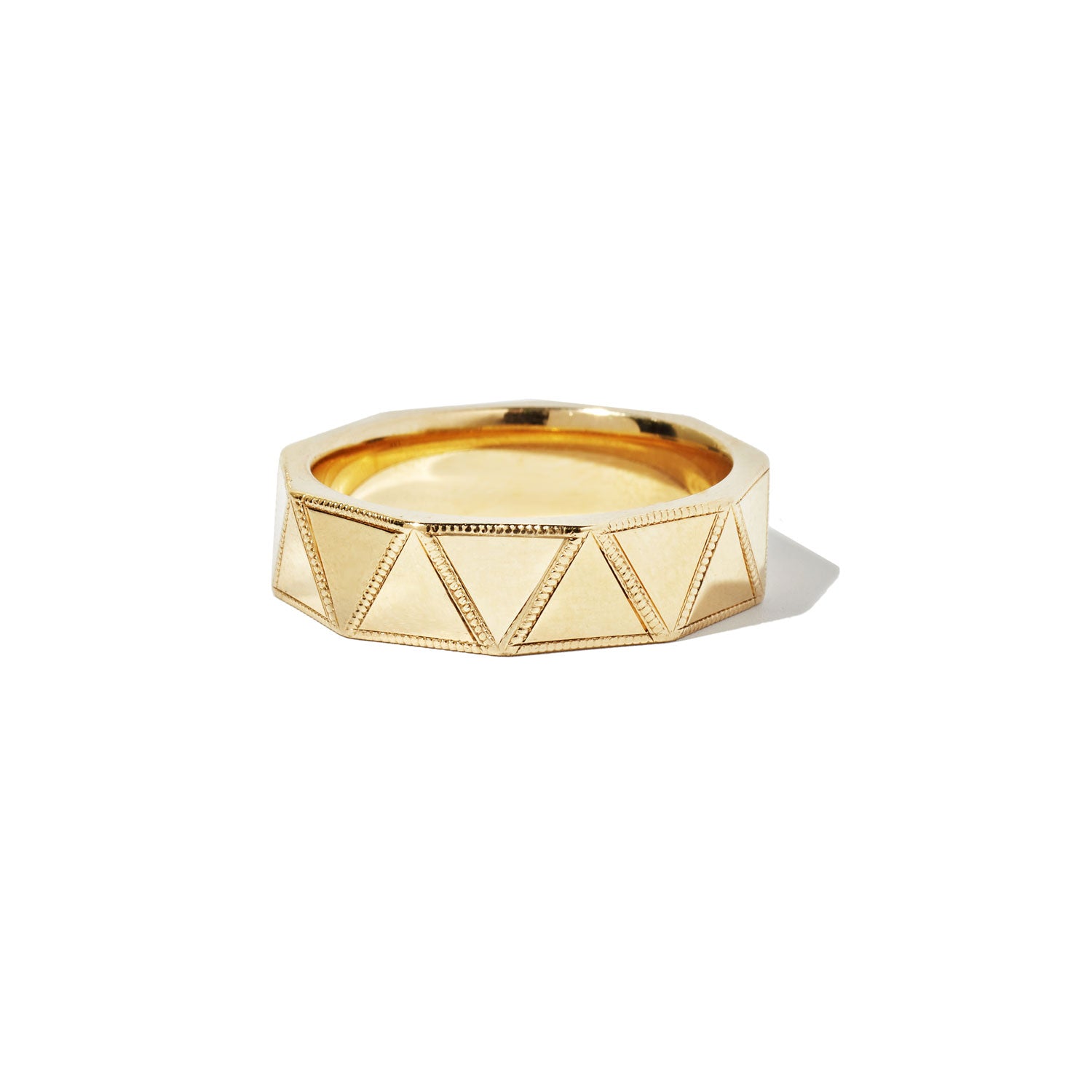 Triangle Men Rings Unique Men's Triangle Faceted Wedding Ring | Berlinger Jewelry